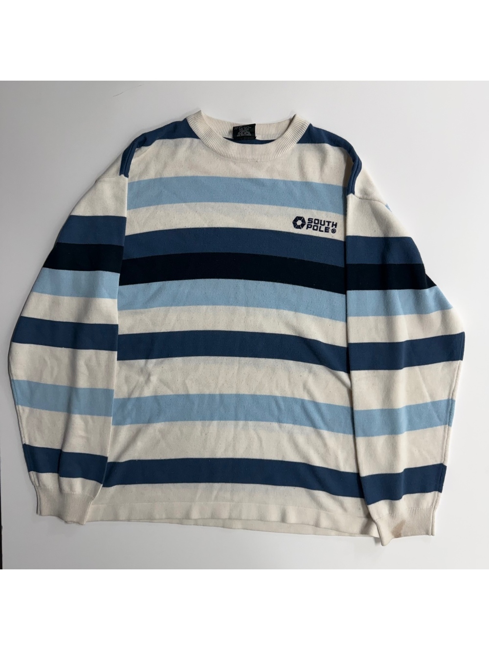 South Pole Men's Striped Crew Neck Sweater Size L